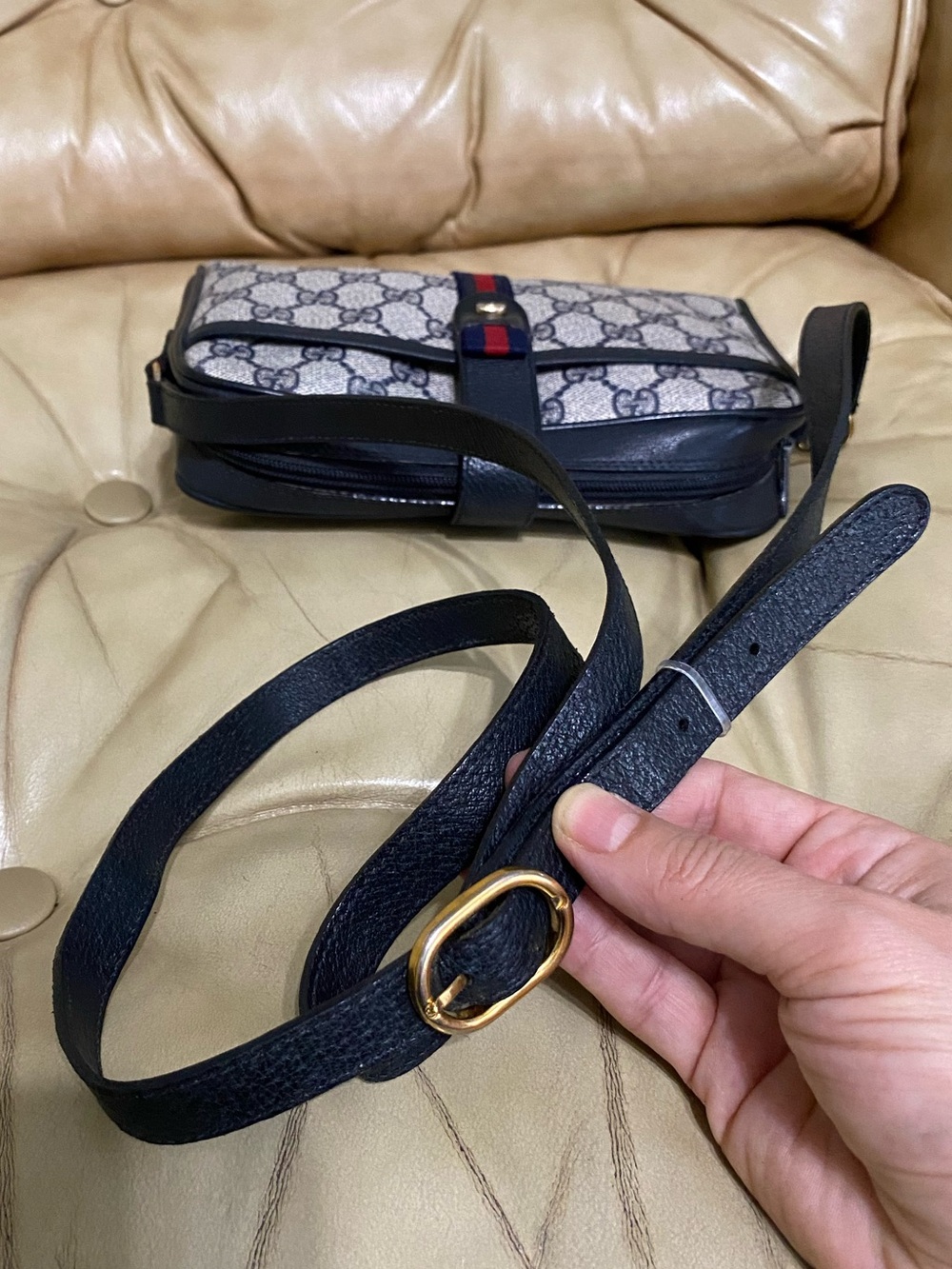 Gucci Vintage Crossbody Small Bag GG Web Stripe Authentic - Picture 9 of 16